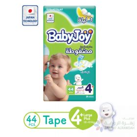 BABYJOY COMPRESSED DIAMOND PAD DIAPER JUMBO PACK LARGE+, SIZE 4+, 44 COUNT, 12-21 KG